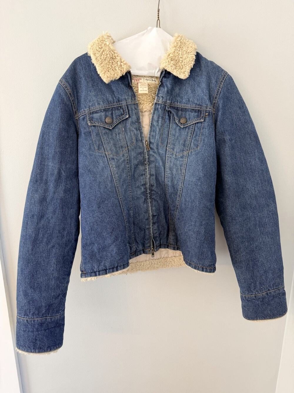 Abercrombie & Fitch 90’s Denim Jacket Fur Collar Blue Denim Jean Jacket L